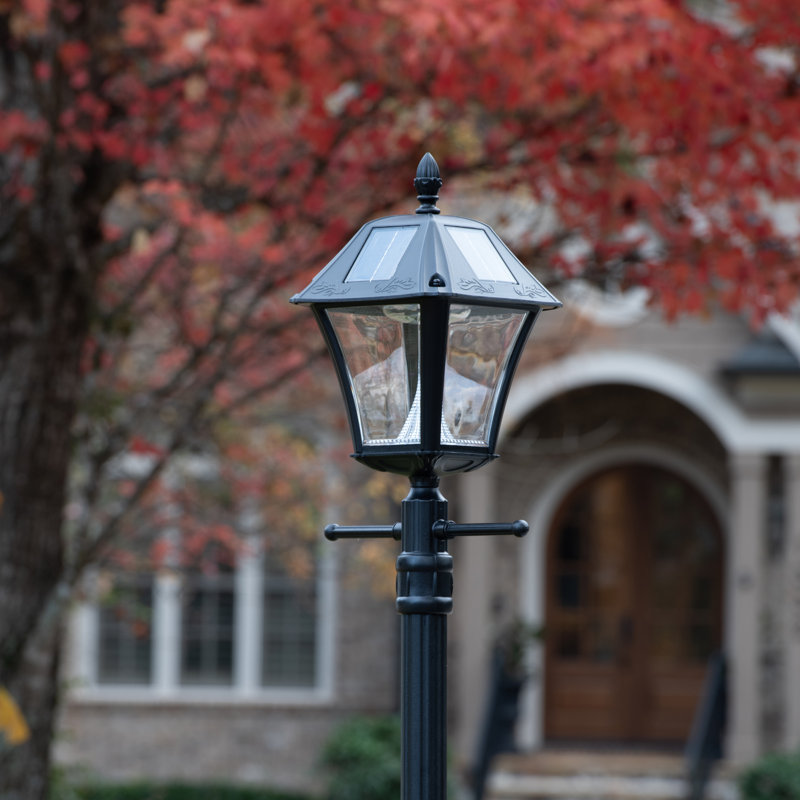 Charlton Home® Sebastopol Black 1Light 78" H Solar Powered Integrated